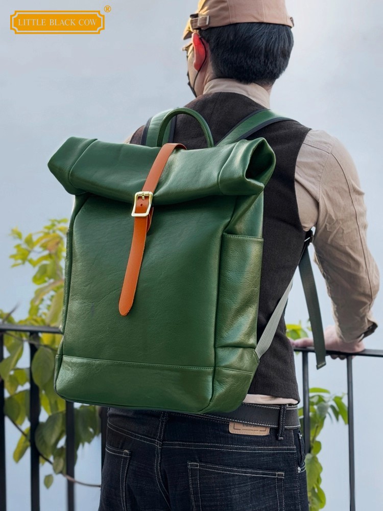 Large Capacity Mens Genuine Le - Leather Backpack Vintage ulasan dan harga