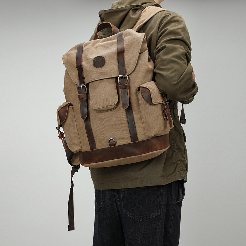 Retro Men's Outdoor Cycling Ca - Canvas Backpack Casual ulasan dan harga