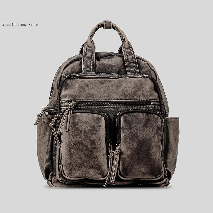 Luxury Soft Washed Pu Leather  - Leather Backpack Vintage ulasan dan harga
