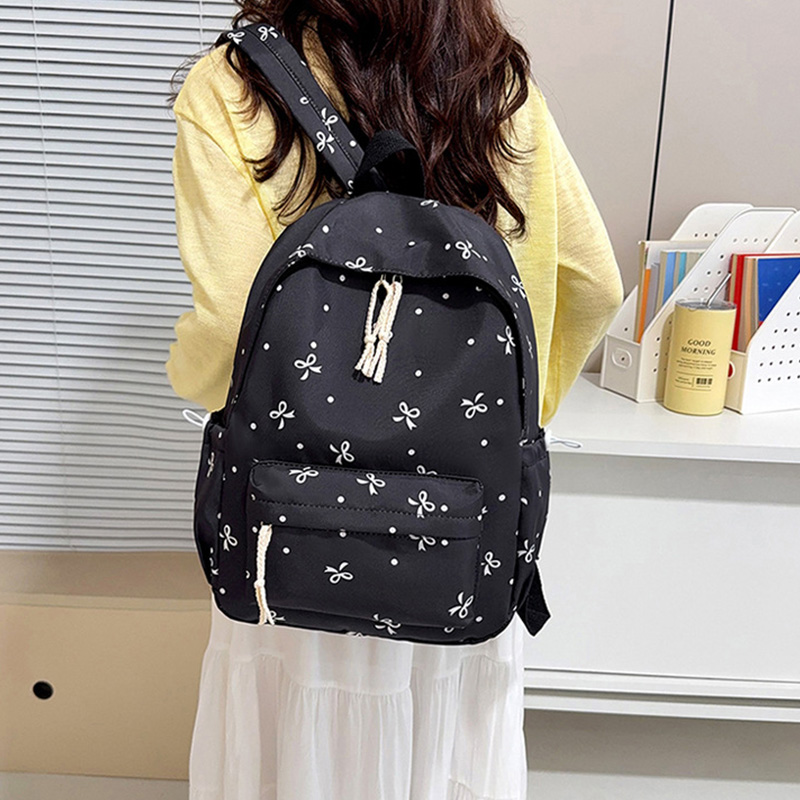 Cute Bow Print Backpack Nylon  - School Backpack Teen ulasan dan harga
