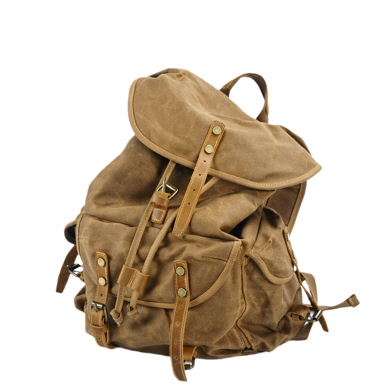 Retro soft wax canvas large ca - Canvas Backpack Casual ulasan dan harga