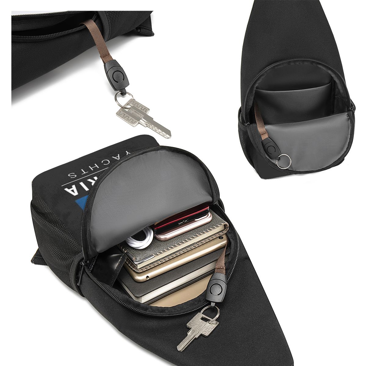 Bavaria Yachts Blue Silver Log - Sling Backpack Shoulder ulasan dan harga