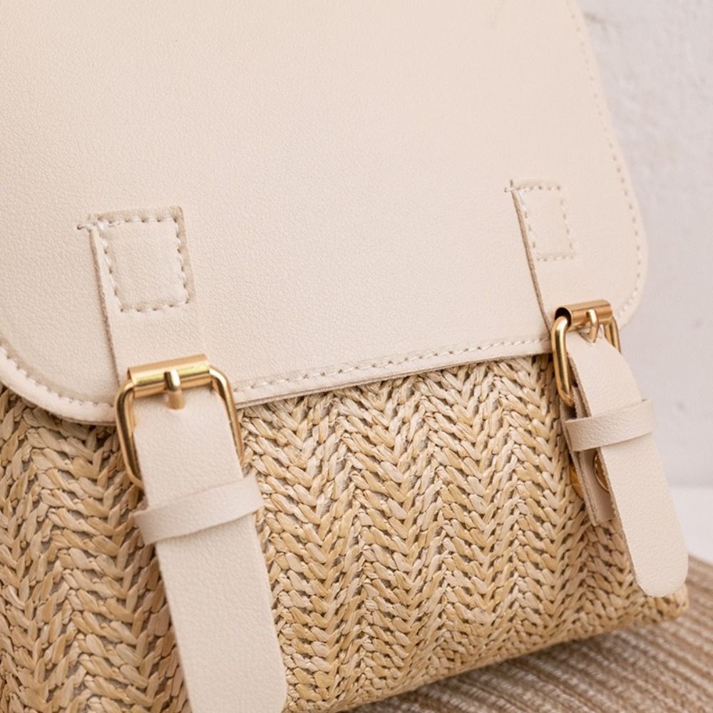 Fashion PU Leather Straw Backp - Leather Backpack Vintage ulasan dan harga